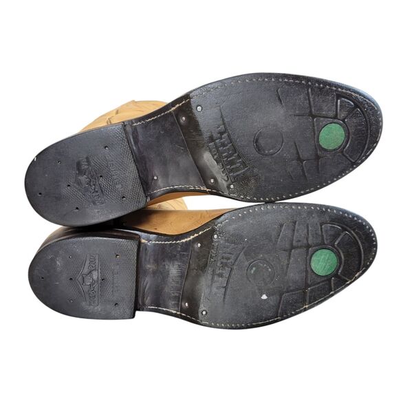 Hondo Men's Yellow Cowboy Boots‎ Size 9.5D Westen Resoled With Rubber Soles - Picture 12 of 16